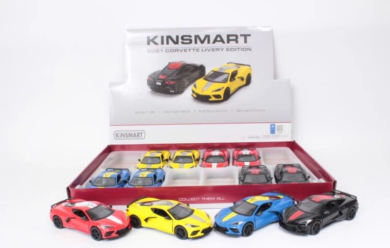 Chevrolet Corvette 2021 kovinski model avtomobila 1:36 s pull-back pogonom