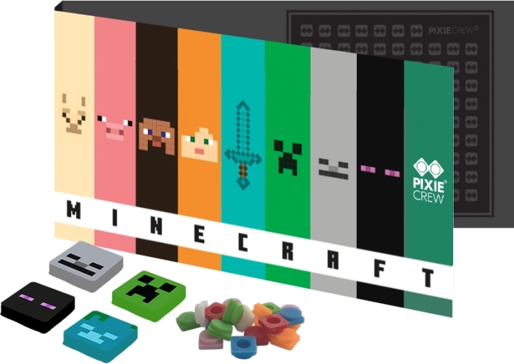 Pixie Crew Minecraft zapiralna razglednica in voščilo z darilom v notranjosti