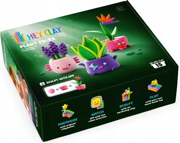 TMT HeyClay creative modeling clay for children Green Team (Zielona ekipa) – promotional pack 15 pcs