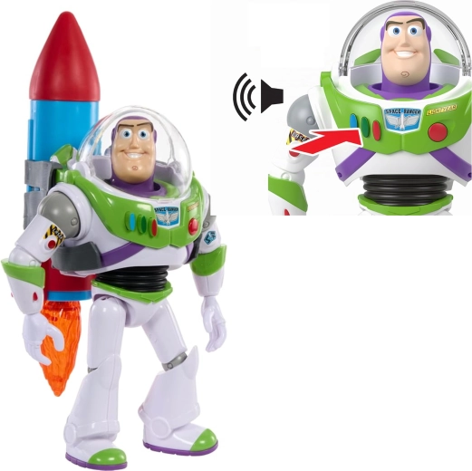Mattel Disney Toy Story interaktivna figurica Buzz Lightyear z raketo 27 cm (angleška različica) - 1 kos