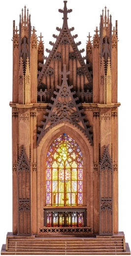 RoboTime Rolife 3D lesena sestavljanka gotska katedrala Twin Tower z LED
