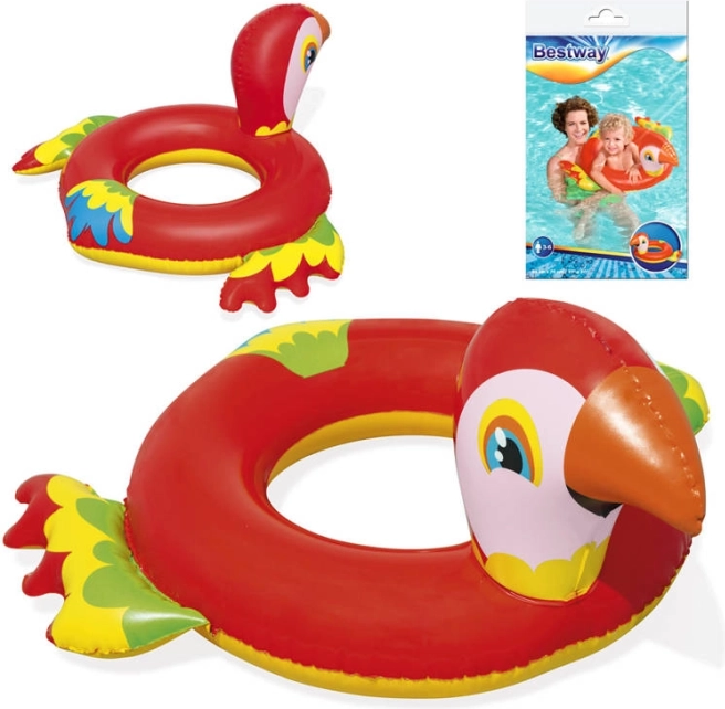 Bestway napihljiv plavalni obroč papagaj 84 × 76 cm – Rdeča