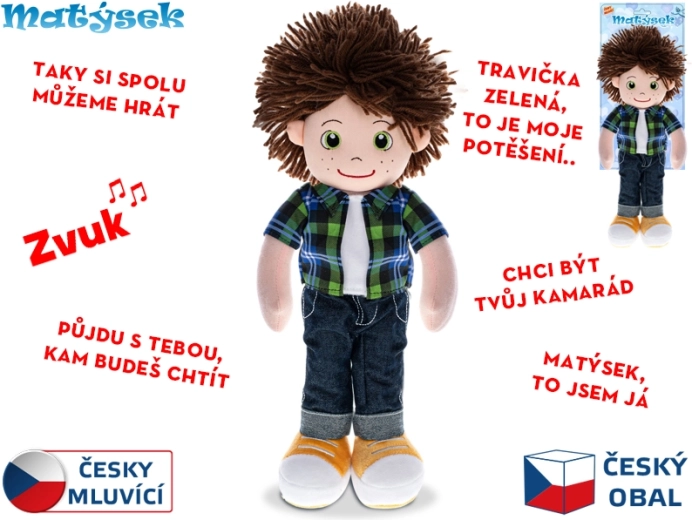Interaktivni fantiček Matýsek – govori češko, plišast, 37 cm