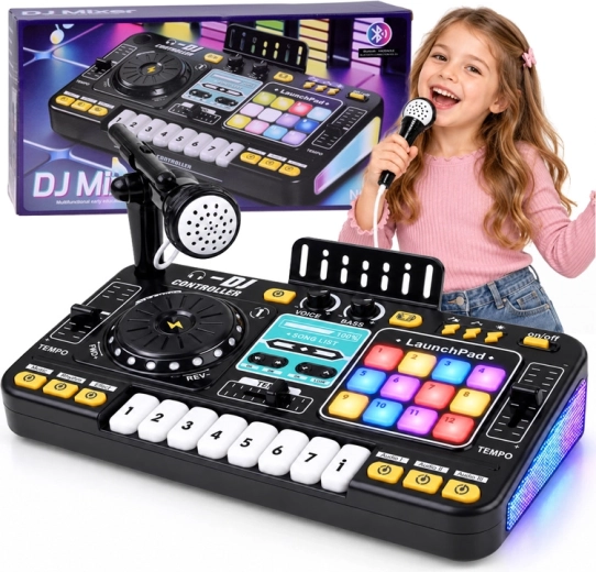 Otroška interaktivna DJ-mešalna miza z Bluetoothom, mikrofonom in osvetlitvijo