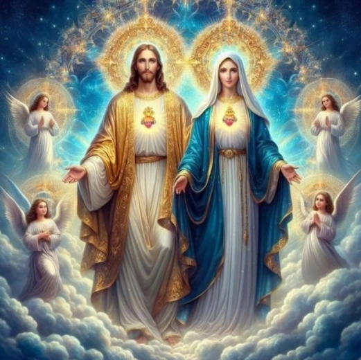 Diamantno slikanje Jezus in Devica Marija 30x40 cm