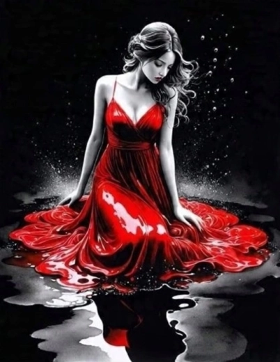 Norimpex diamond painting woman in a red dress 30 × 40 cm
