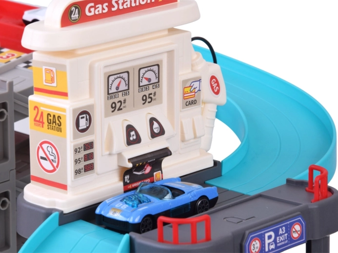 Gas station with light and sound