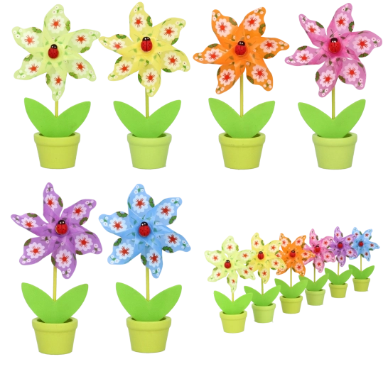 Vetrnica z pikapolonico za cvetlični lonček 9 × 15 cm – mix 6 barv