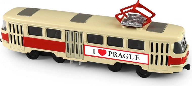 Kovinski retro tramvaj T3 Praga 16 cm z odpirajočimi se vrati