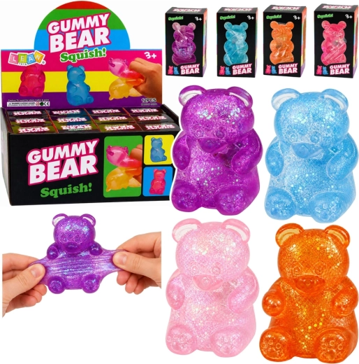Glowing anti-stress squishy bear with glitter (LED) 6.5 cm - 1 piece