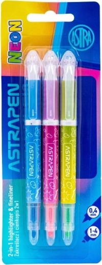 Astra označevalniki 2v1 neon, komplet 3 kos
