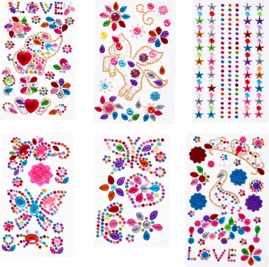 6 sheets of gem stickers