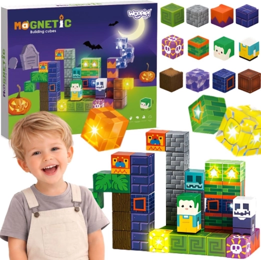Woopie magnetne svetleče kocke Halloween 63 kosov