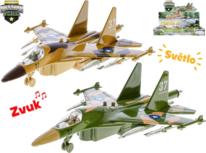 Mission Control vojaško letalo 19 cm z vzvratnim pogonom, lučjo in zvokom