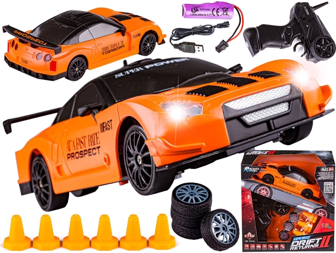 RC drift avto Nissan GT-R 1:24 4WD 2,4 GHz oranžen