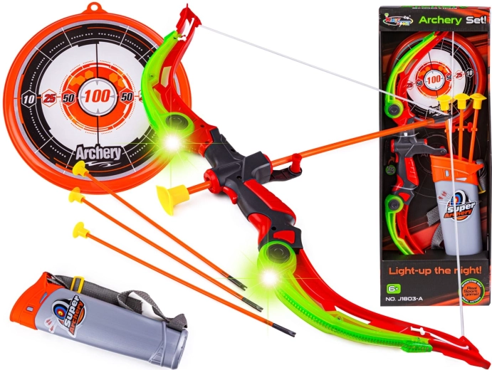 Children’s archery set with light-up bow and target