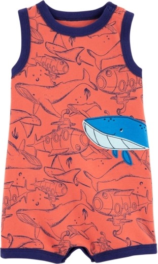 Carter's poletni pajac Grey Boats za dečke