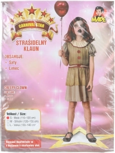 Pustni kostum strašljivi klovn za deklice 110–120 cm