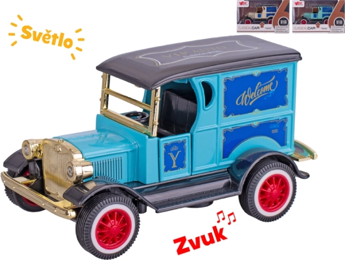 Avto oldtimer kovinski model 11 cm s svetlobnimi in zvočnimi učinki