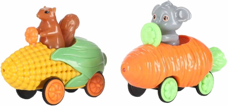 Dva prisrčna avtomobilčka z živalskimi vozniki