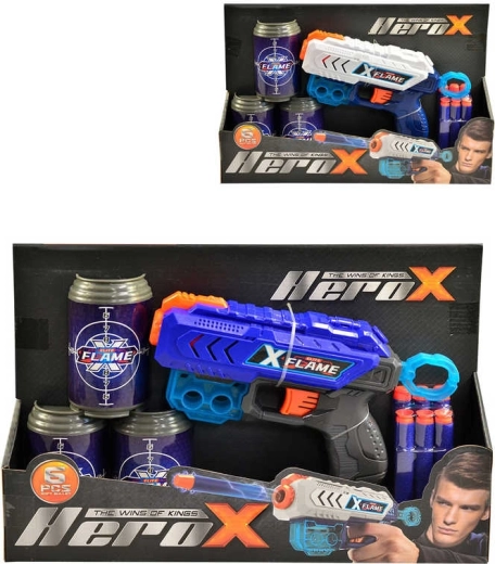 Penasta pištola Hero-X s prisesnimi izstrelki in tarčami