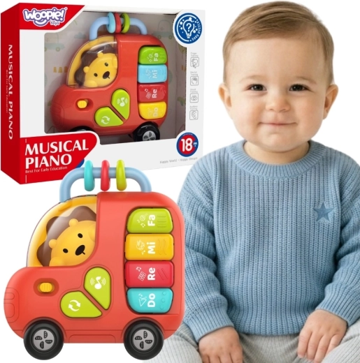 Woopie baby interaktivni klavirski avtobus z levom z zvoki in lučkami