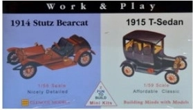 Glencoe Models Work & Play plastični model avtomobilov 1915 Ford T-Sedan / 1914 Stutz Bearcat