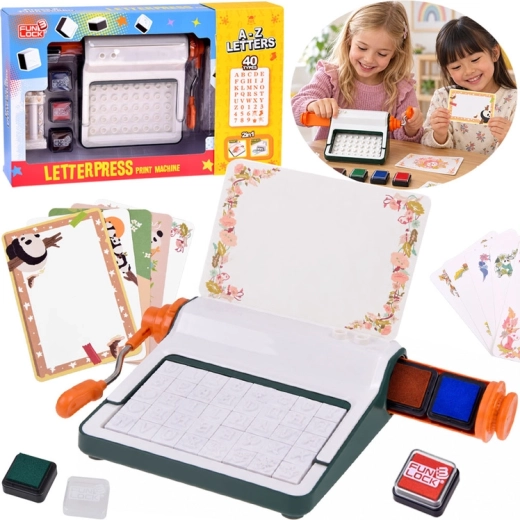 Fun Lock 2-in-1 printing and embossing machine with stamps for learning letters