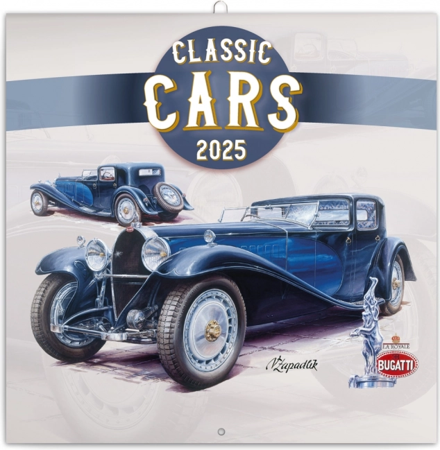 Beležniški koledar Classic Cars 2025 – Václav Zapadlík, 30 × 30 cm