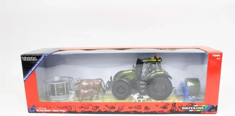 Britains Valtra tractor set, metallic olive green, 1:32
