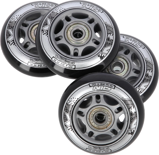 Komplet črnih koles 70 × 24 mm z ležaji ABEC 9 NILS EXTREME