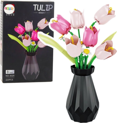 Sestavljanka tulipani v vazi – šopek 223 delov