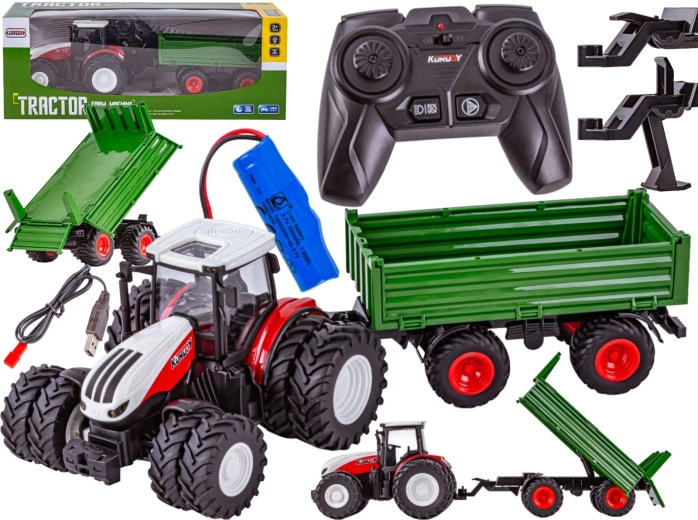 Daljinsko voden traktor s prekucno prikolico RC 1:24 - 1 kos