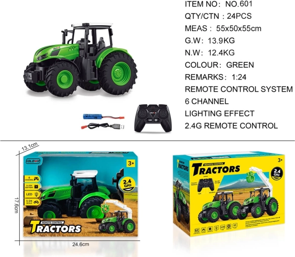 Zeleni traktor na daljinsko upravljanje 1:24