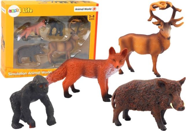 Set figuric gozdnih živali Jelen, Divji prašič, Lisica, Gorila