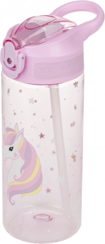 Tritanska steklenička za pitje s slamico Rainbow Unicorn 500 ml