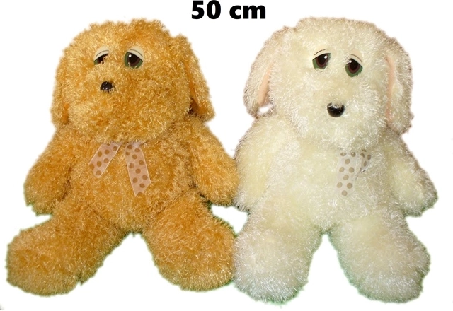 Velik plišasti pes z mašnico 55 cm