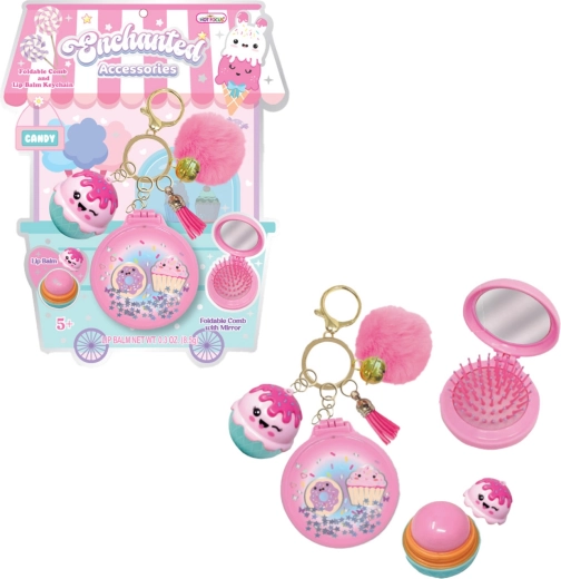 Keychain with lip balm and mini comb – Sweets - 1 piece