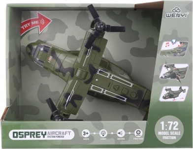 Vojaško letalo na baterije z lučmi in zvoki