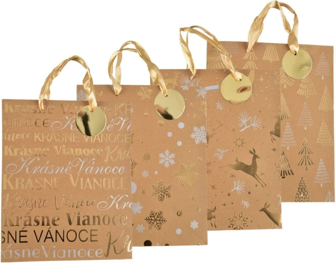 Božična darilna vrečka iz kraft papirja 26 × 10 × 32 cm (4 motivi)