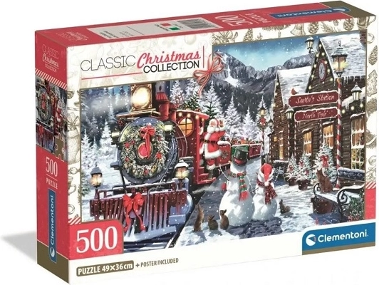 Clementoni Christmas Collection sestavljanka 500 kosov – železniška postaja