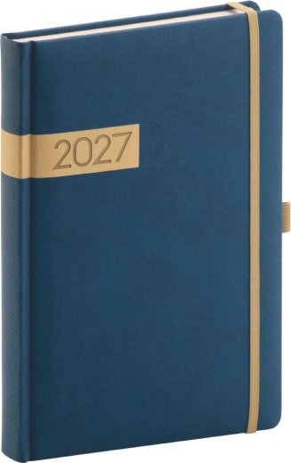 Notique dnevni rokovnik Twill 2027 modro-zlat 15 × 21 cm