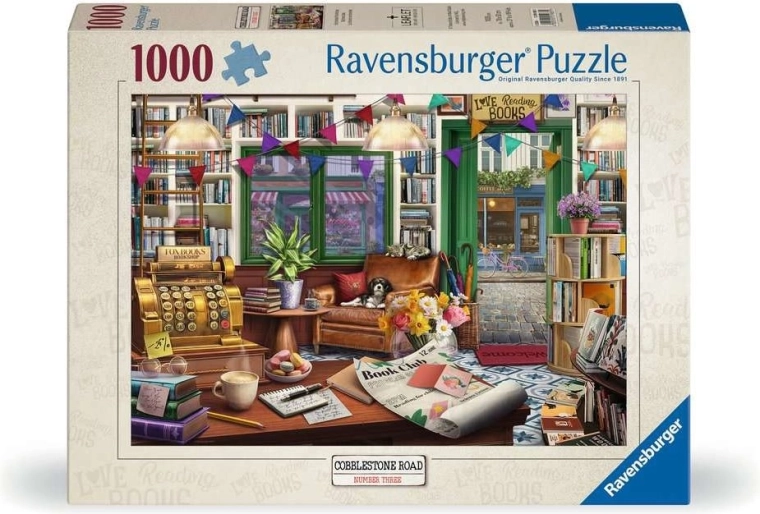 Puzzle Ravensburger Cobblestone Road 3: Čarobna knjigarna 1000 koščkov