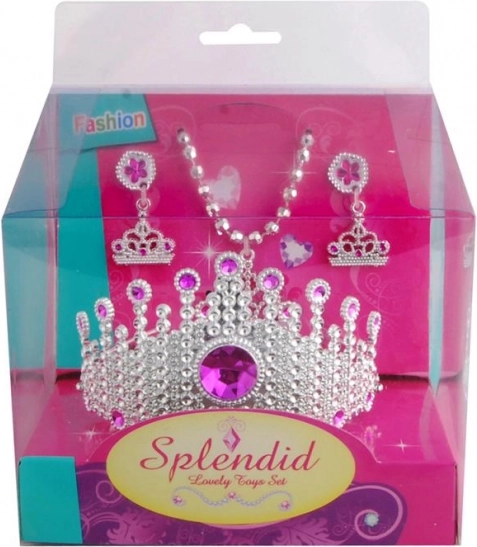 Set za male princese – rožnata krona, ogrlica in uhani