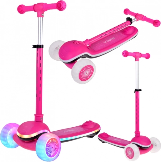 Otroški trikolesni balansirni skiro Scooter z LED osvetlitvijo in glasbo – Roza