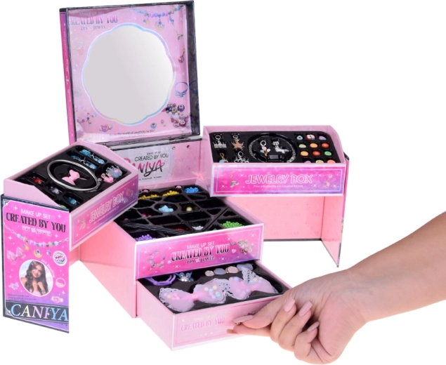 Pregledna raztegljiva škatlica za nakit z ogledalom