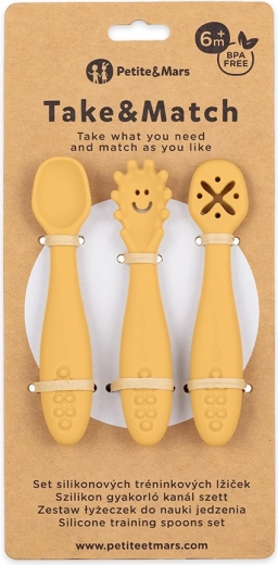 Petite&Mars silicone training spoons Take&Match intense ochre 6m+ (3 pcs)