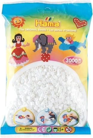 Hama Midi likalne perlice bele 3000 kosov v vedru