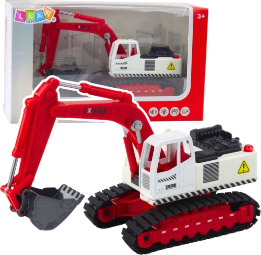 Gosenični bager s kovinsko žlico, vrtljivo kabino, lučmi in zvoki