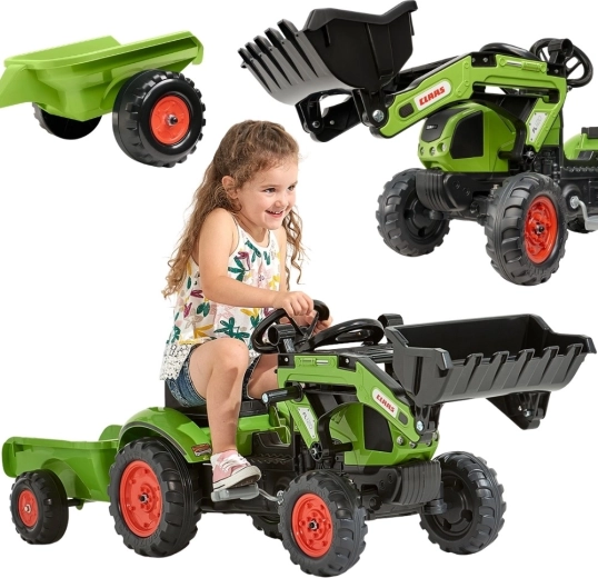 Falk pedalni traktor Claas Arion 410 z nakladalnikom in prikolico za otroke 2–5 let